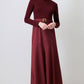 Abito midi bordeaux con cintura