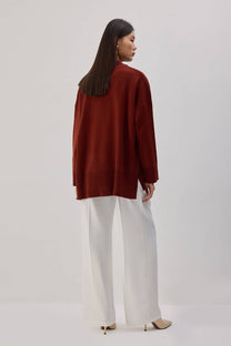 Maglione basic a collo alto in maglia