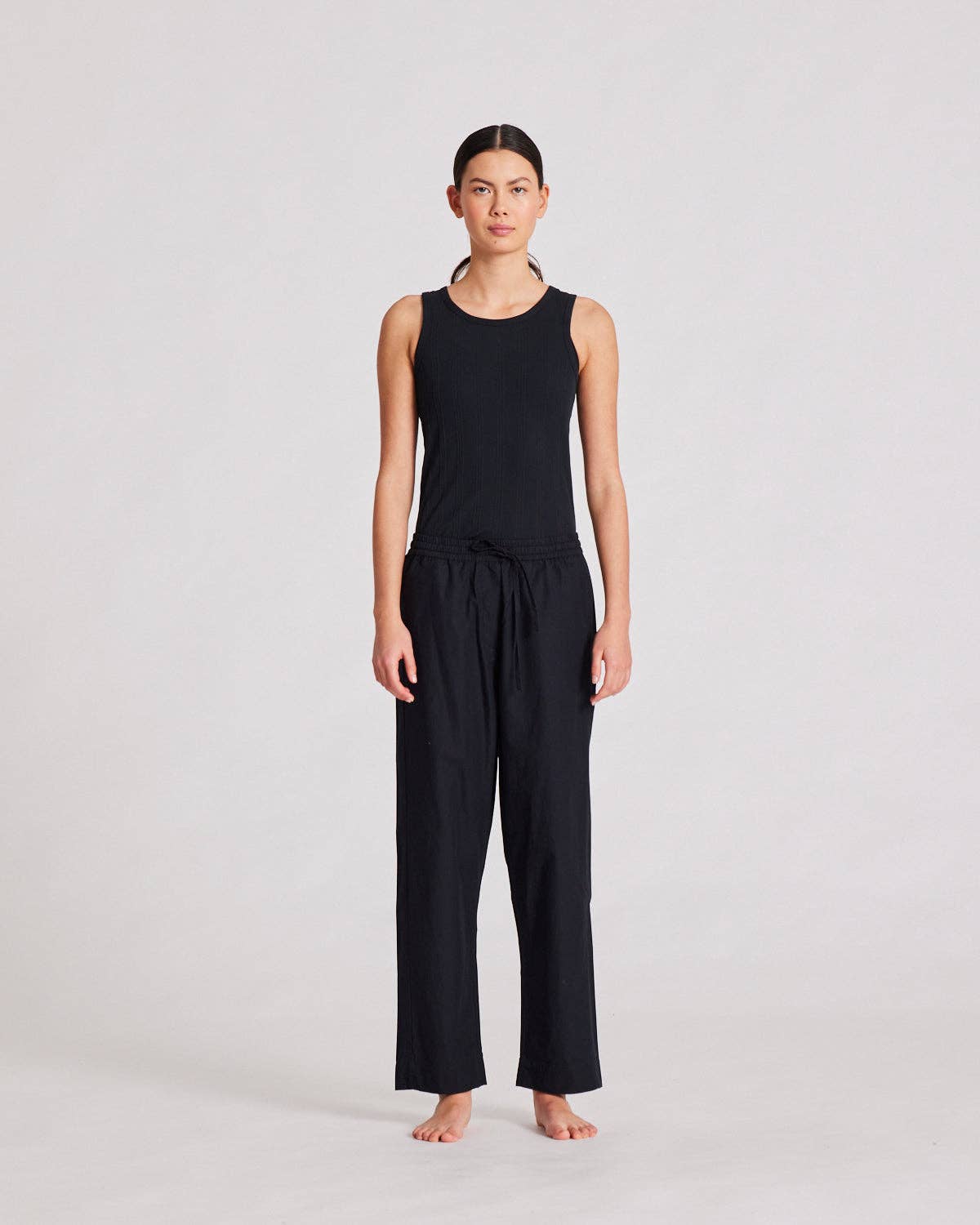 Pantaloni Astrid in popeline di cotone biologico neri
