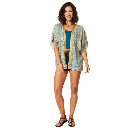 Kimono estivo boho in cotone a maniche corte