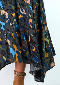 Gonna midi stampa camouflage