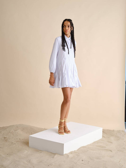 Abito chemisier bianco in cotone stretch