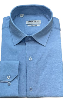 Camicia in garza di cotone color cielo