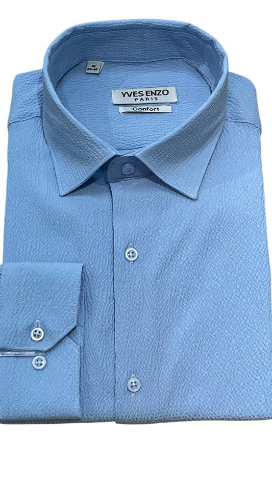 Camicia in garza di cotone color cielo