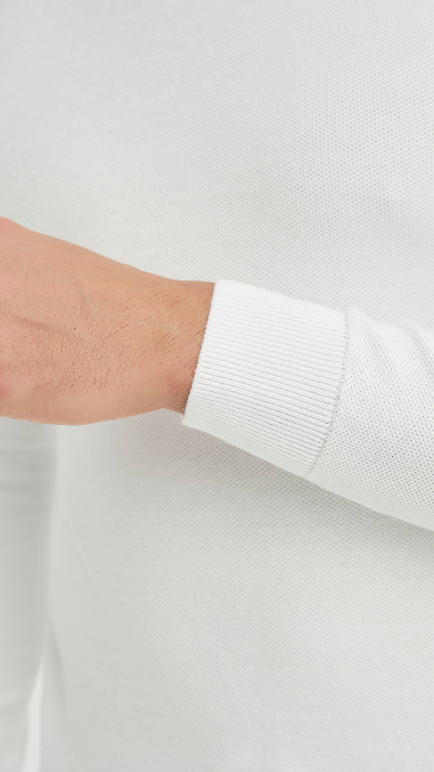 Maglia in cotone piqué a girocollo bianca