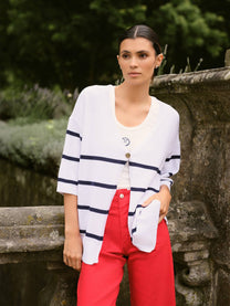 Giacca cardigan a righe in cotone