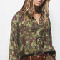 Blusa floreale con collo alla coreana