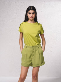 Shorts bermuda a vita alta con bottoni
