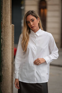 Camicia bianca classica in cotone elasticizzato