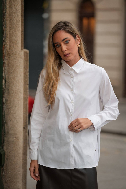 Camicia bianca classica in cotone elasticizzato