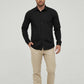 Camicia nera slim fit con collo francese
