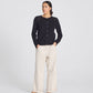 Cardigan Ella in cotone biologico a costine con bottoni, nero
