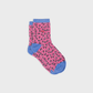 Calzini glitterati leopardati in cotone pettinato rosa e blu