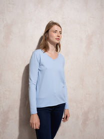 Maglia basic in viscosa con scollo a V