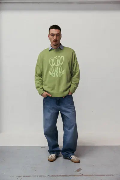 Maglione in cotone biologico con stampa tulipano