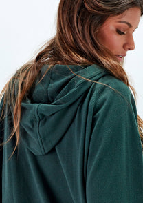 Mantella con cappuccio in maglia verde oliva