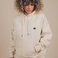 Felpa con cappuccio oversize in cotone biologico avorio da donna