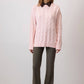 Maglione oversize a trecce rosa