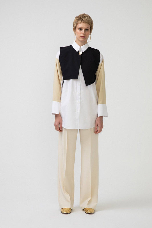 Camicia in popeline bicolor con gilet