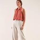 Blusa smanicata stampata in viscosa