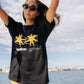 T-shirt nera oversize con stampa Star in cotone biologico