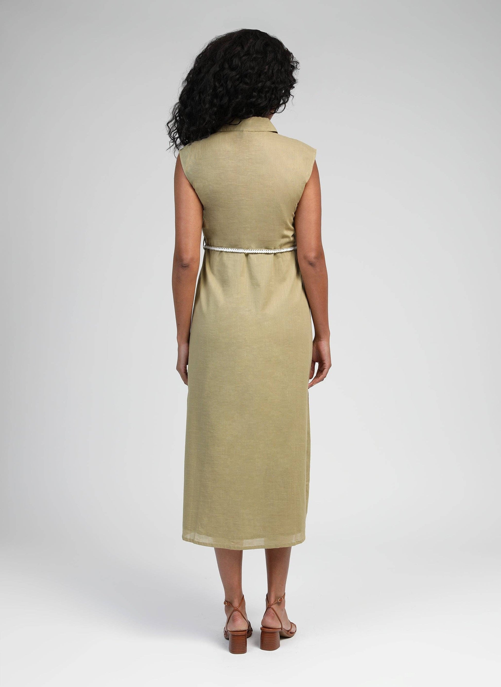 Abito midi Orenia lime con dettagli crochet