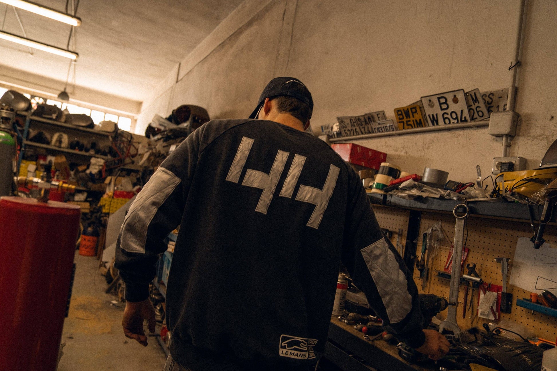 Felpa girocollo racing in cotone biologico