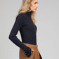 Maglione dolcevita a costine blu navy