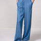 Pantaloni palazzo in tencel effetto denim