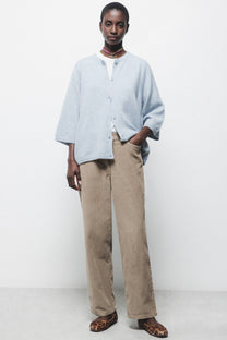 Cardigan in maglia rasata con maniche 3/4