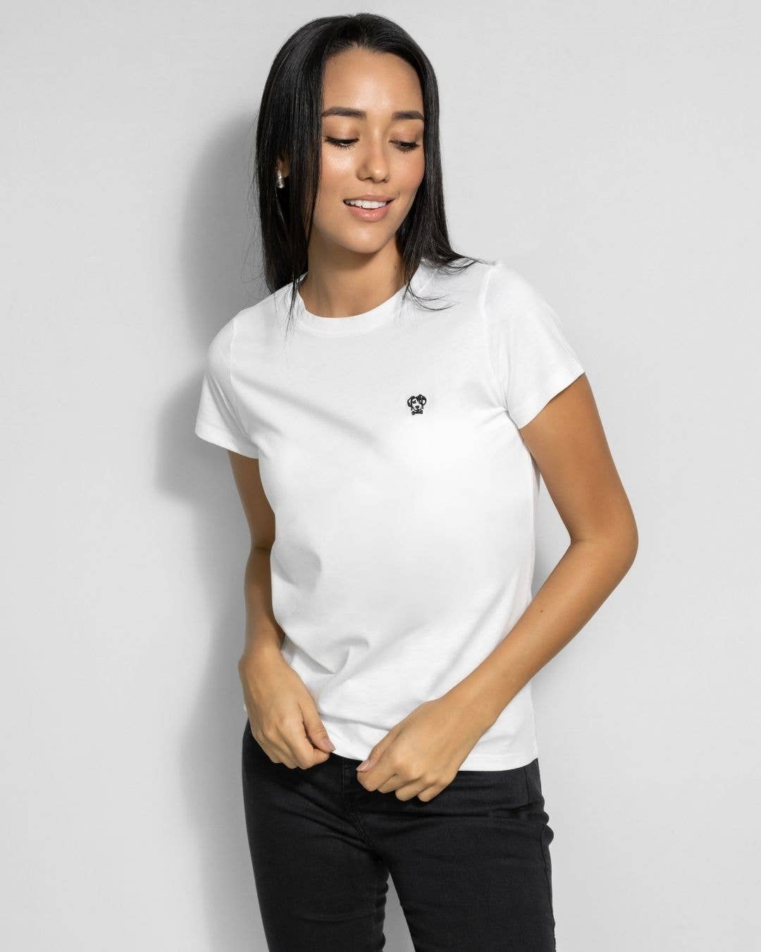 T-shirt donna bianca antimacchia in cotone