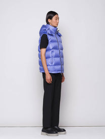 Gilet Piumino Imbottito con Cappuccio Viola