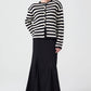 Cardigan corto a righe con bottoni dorati