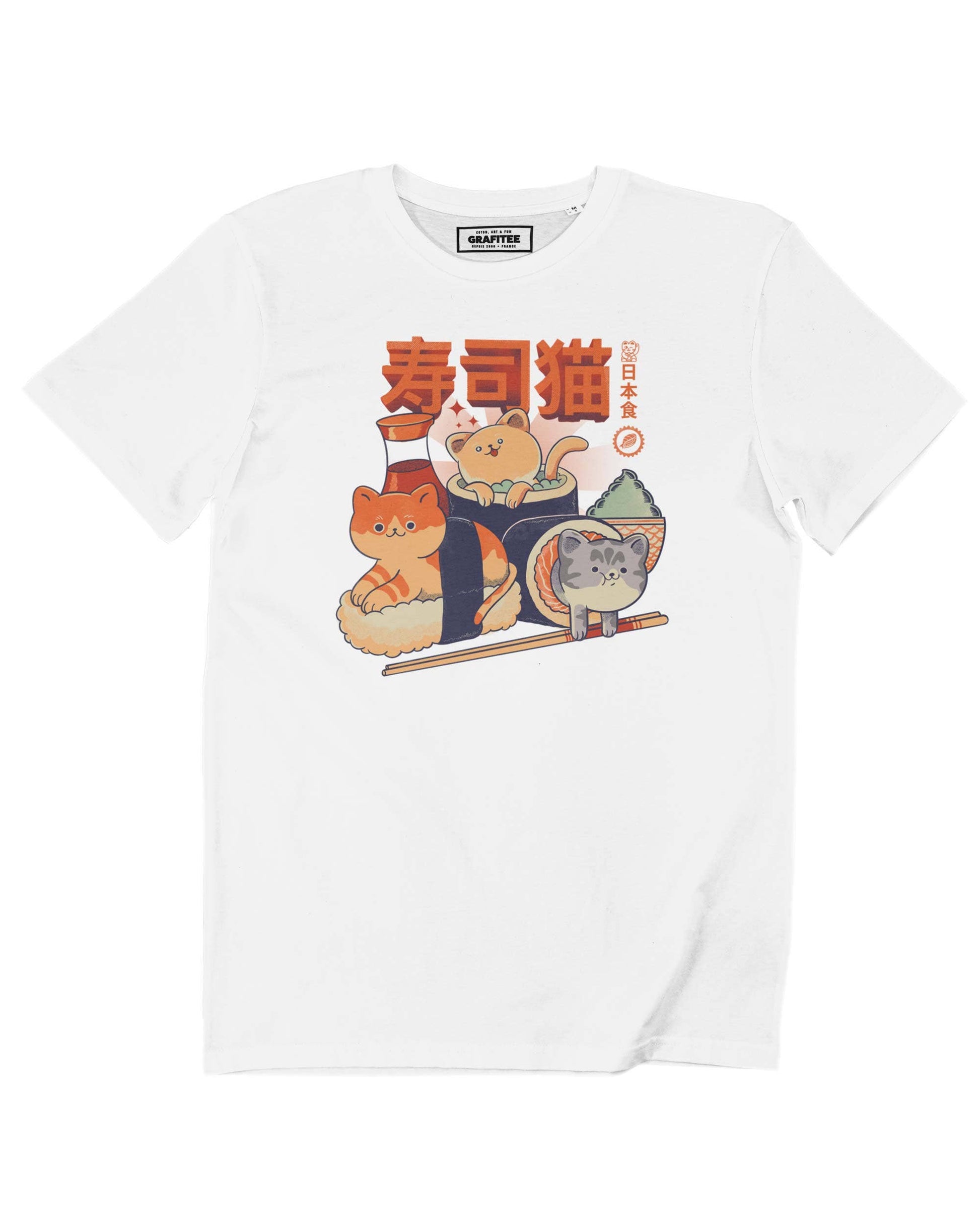 T-shirt Gatti e Sushi in cotone biologico