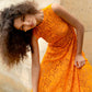 Abito midi in pizzo arancione Loki