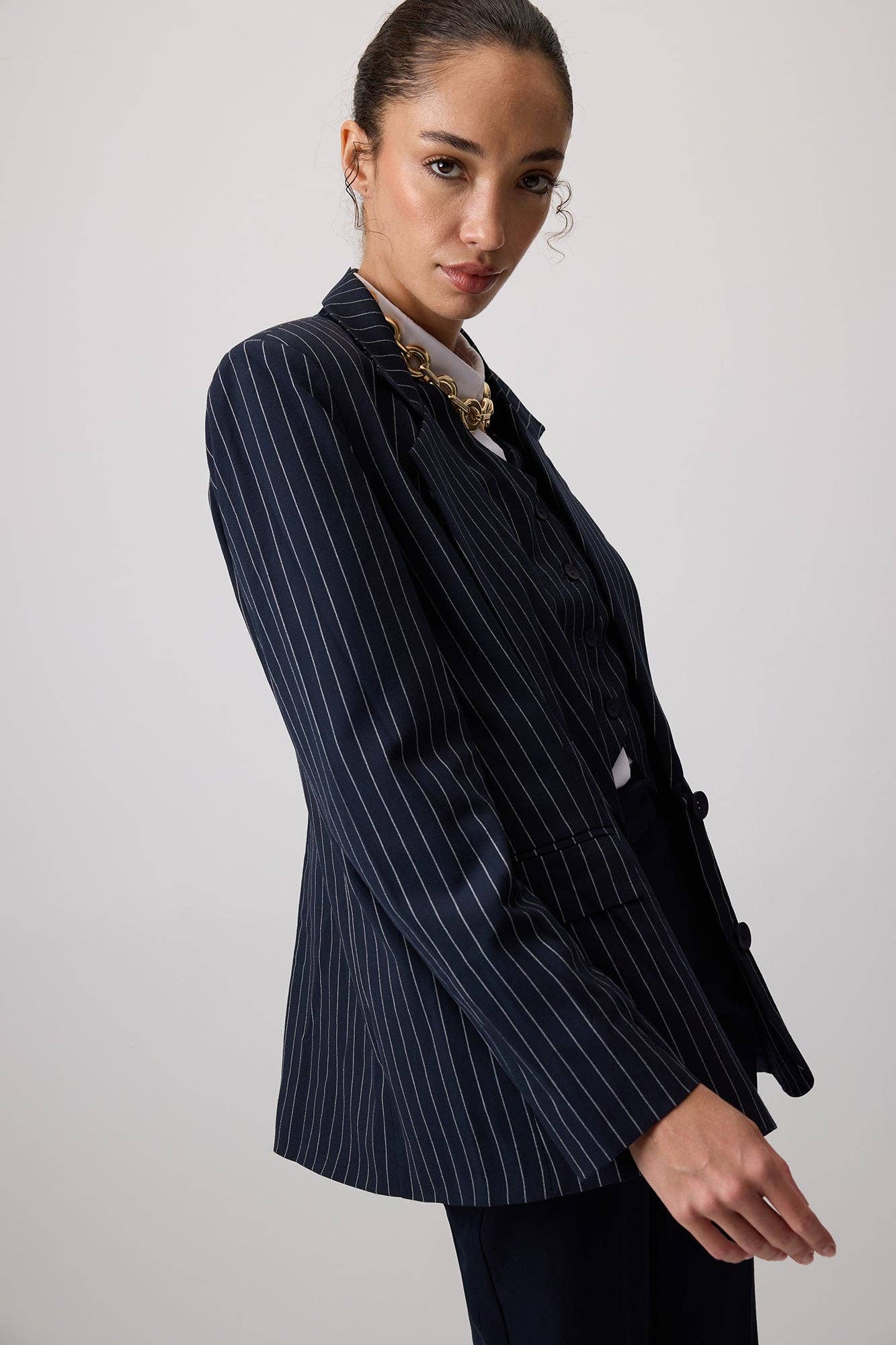 Completo gilet e blazer gessato