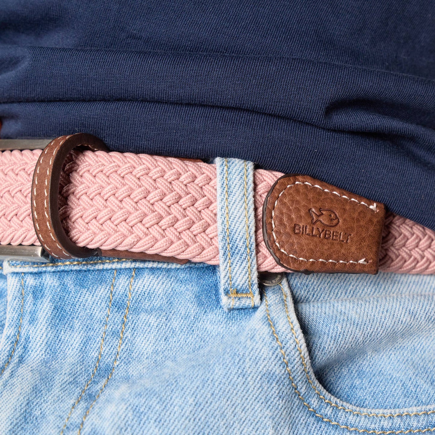 Cintura intrecciata elastica rosa antico