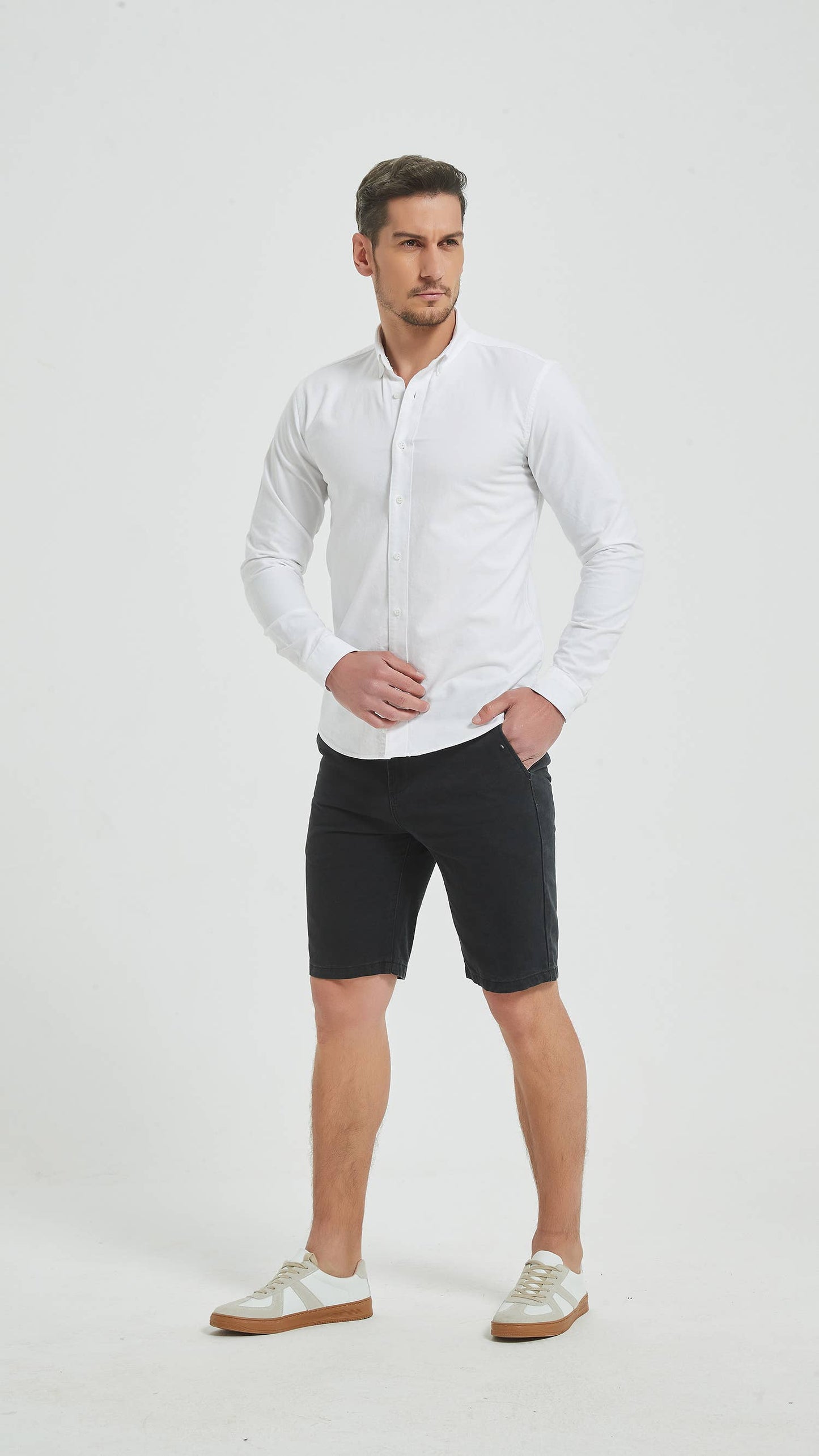 Camicia Oxford Bianca in Cotone con Colletto Button-Down