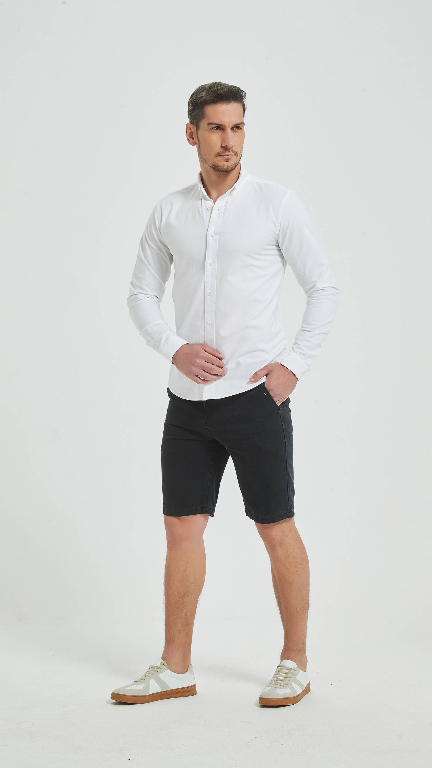 Camicia Oxford Bianca in Cotone con Colletto Button-Down