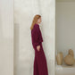 Maglione girocollo a costine in misto cashmere con maniche a palloncino