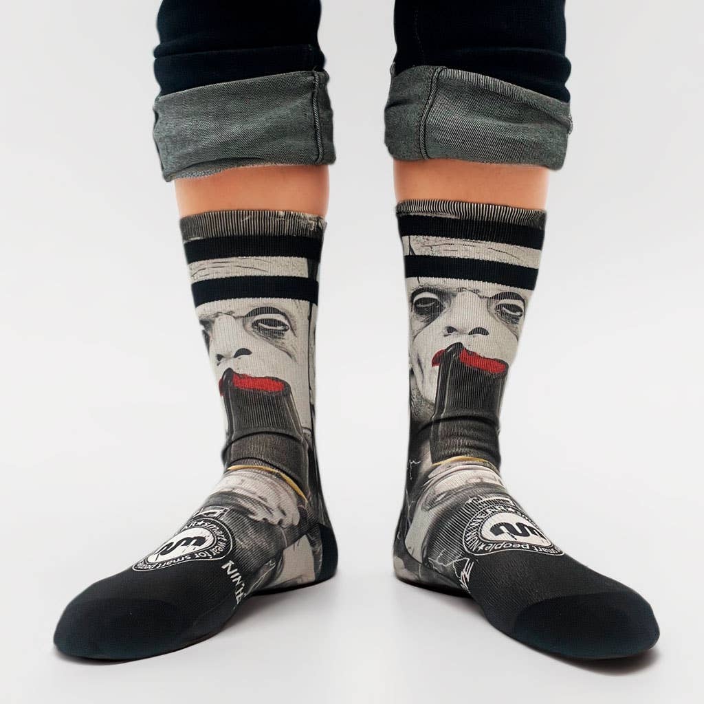Calzini unisex neri con stampa Frankie vs Dracula