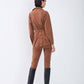 Blusa effetto camoscio con cintura