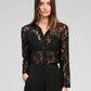 Camicia in pizzo nera Avryno