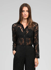 Camicia in pizzo nera Avryno