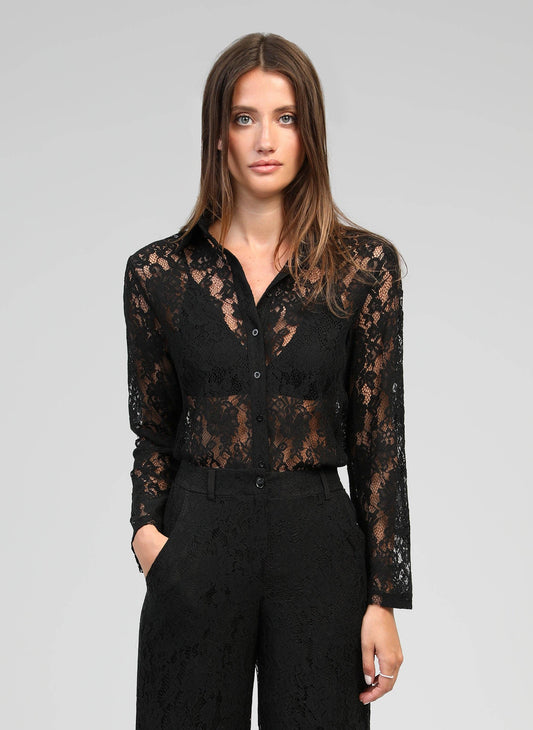 Camicia in pizzo nera Avryno