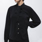 Blusa nera con fiocco al collo