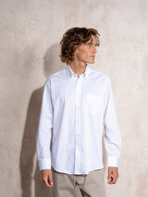 Camicia in popeline di cotone con colletto button-down
