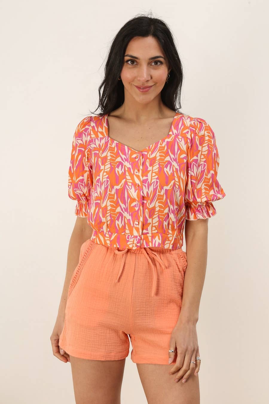 Crop top Tara con stampa multicolor