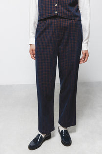 Pantaloni aderenti a quadri in cotone