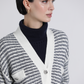 Cardigan in maglia bicolore a righe con bottoni
